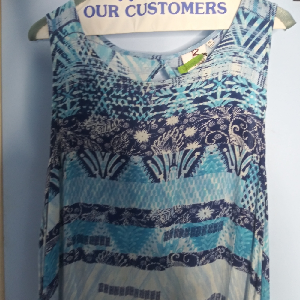 Bali Blue Sleeveless Midi Dress:Dry Clean Tags on and ready to go.